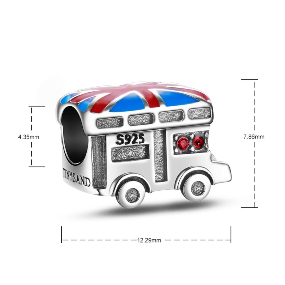 NWOT 925 sterling silver British Double Decker Bus Euro charm Fits Pandora - Picture 2 of 2
